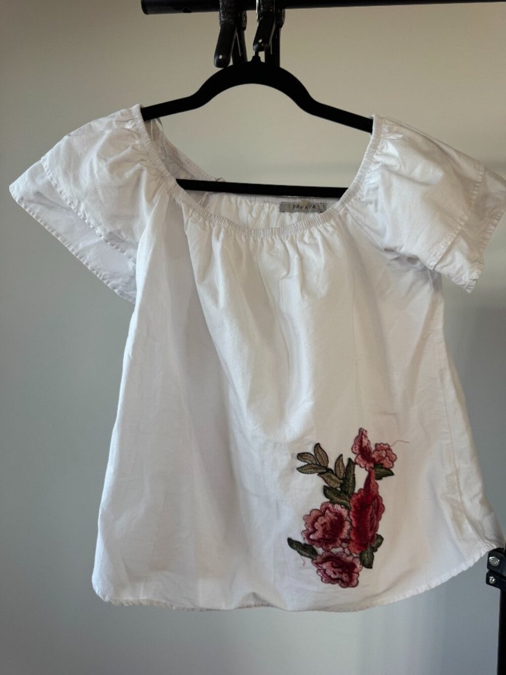 White Embroidered Peasant Top